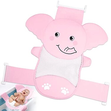 AIR&amp;TREE AIRTREE Baby Bath Seat Support Net Quick Drying Adjustable Comfortable NonSlip Infant Bathtub Sling Shower Mesh for a Tub with Safety Support Corners Pink