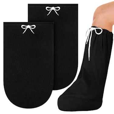 جوارب ساسيلفيا المكونة من قطعتين لتغطية جبيرة الساق، مناسبة للقدم المجبسة أسفل الركبة، مزودة برباط قابل للتعديل، لحماية جروح الجبيرة، للرجال والنساء، للقدم والساق والكاحل، مقاس 2126 × 1102 بوصة، لون أسود