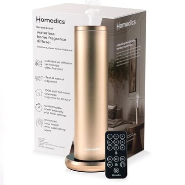 Homedics SereneScent Waterless Essential Oil Diffuser Home Fragrance Scent Diffuser for Large Rooms No Water Needed Patented Air Diffusion Technology Oil Sold Separately Champagne
