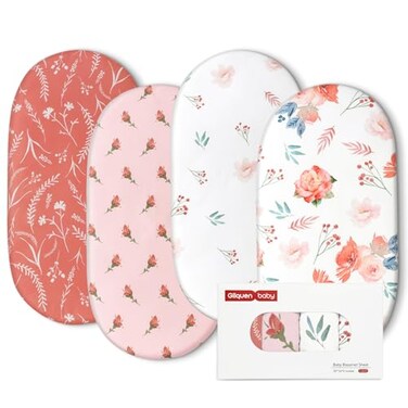 Gllquen Baby Bassinet Sheets 4 Pack Breathable Cozy Fitted Mattress Sheet
