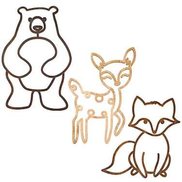 Yulejo Nursery Wall Decor 3 Pieces Jungle Theme Nursery Decor Wooden Animal Wall Decor Woodland Safari Wall Decor with Glue Points for Bedroom Decor Deer Bear Fox