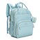 BabbleRoo Leather Diaper Bag Backpack Baby Essentials Travel Baby Bag Multi function Water Resistant with Changing Pad Stroller Straps Pacifier Case Unisex Powder Blue