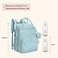 BabbleRoo Leather Diaper Bag Backpack Baby Essentials Travel Baby Bag Multi function Water Resistant with Changing Pad Stroller Straps Pacifier Case Unisex Powder Blue