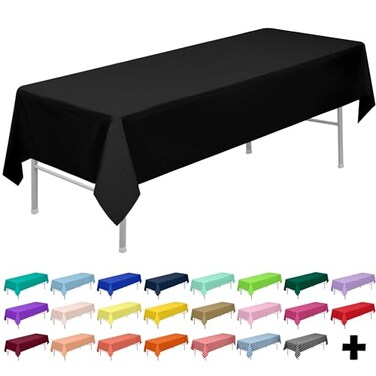 PARTY ULYJA Black Tablecloths Plastic 3Pack Premium 54 Inches x 108 Inches Disposable Table Covers Decorative Table Cloths for Rectangle Tables