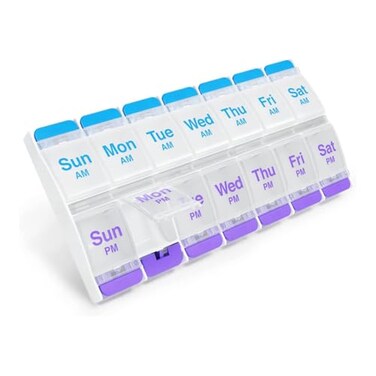 Ezy Dose Weekly 7Day AMPM Pill Organizer XLarge Case BluePurple