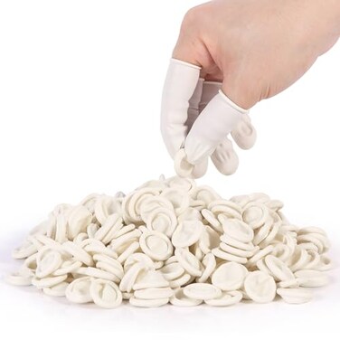 Ueixieo White Latex Finger Cots Finger Protectors Disposable MediumSized Finger Gloves Fingertip and Finger Sleeve ProtectorLatex Thumb Protector for Finger Tips Approx210 PCS