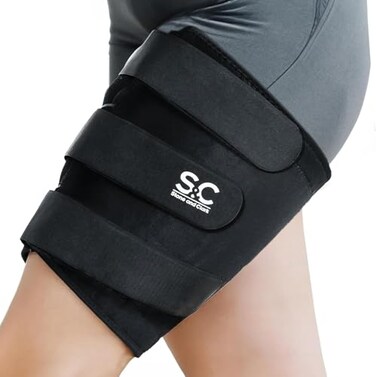 Stone and Clark Thigh Brace Support Adjustable Thigh Compression Wrap for Hamstring Quad Groin Breathable LatexFree Neoprene Thigh Wrap for Men Women SM Fits 1621 MidThigh