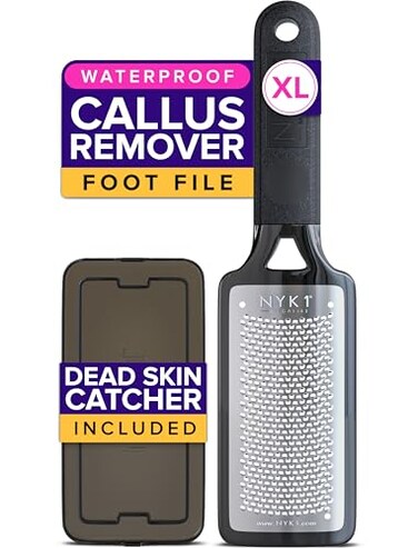 NYK1 RUSTPROOF Foot File Callus Remover for Feet with Skin Catcher XL Size MEGAFILE Foot Callus Remover for Wet Dry Use HighPerformance Feet Scrubber with Textured Grip for NonSlip Control