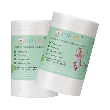 ALVABABY Diaper Liners for Baby Cloth Diaper Flushable Disposable Natural Soft Fragrance Free Chlorine Free 118 x 71 Inch 1 Roll 400 Sheets