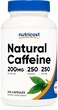 نوتريكوست كافيين طبيعي 200 ملغ، 250 كبسولة نباتية، خالية من الغلوتين، غير معدلة وراثيًا