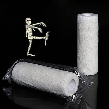 HANSAMU Halloween Mummy Bandage Wrap Zombie Self Adhesive Gauze White Stretch Bandage for Cosplay Costume Wounded Photography Props1 Roll