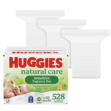 Huggies Natural Care Sensitive Baby Wipes Unscented Hypoallergenic 99 Purified Water 3 Refill Packs 528 Wipes Total