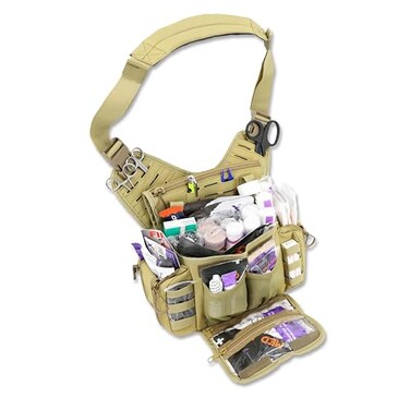 Lightning X Fully Stocked Tactical Shoulder Sling Pack MB15SKA First Aid Responder Medic Kit TAN