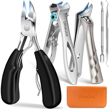 مقص أظافر القدم DRMODE لكبار السن، للأظافر السميكة، مقص أظافر كبير للرجال، للأظافر السميكة بفتحة واسعة، مقص أظافر حاد شديد التحمل، مقص أظافر نامٍ، قاطع أظافر بمقبض طويل وشفرة مائلة