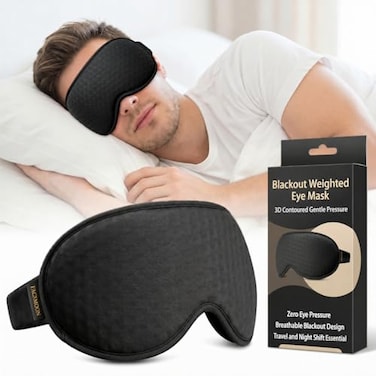 FACEMOON Blackout Weighted Eye Mask for Sleeping 3D Contoured GentlePressure Sleep Mask for Men Women Airplane Travel Night Shift Essentials Zero Eye Pressure Breathable Blindfold Black