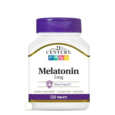 21st Century Melatonin 5mg Tablets 120 Count Sleep Aid for Adults Promotes Relaxation Restful Sleep NonHabit Forming GlutenFree NonGMO