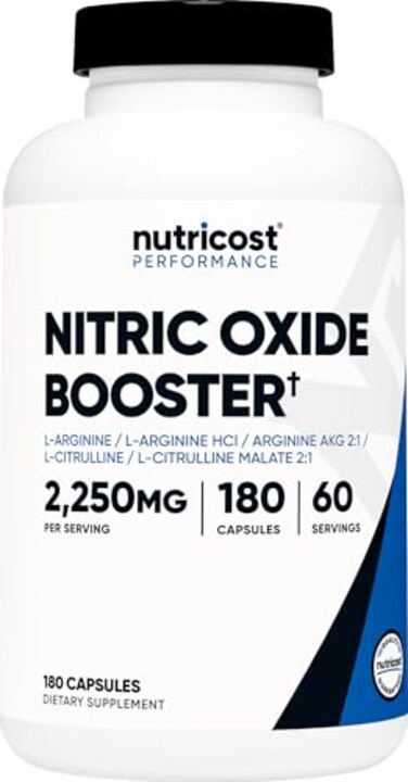 Nutricost Nitric Oxide Booster 2250mg 180 Capsules 750mg Per Casule 60 Servings Gluten Free and NonGMO