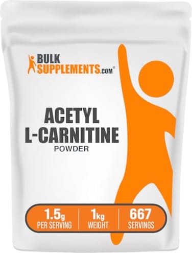 مسحوق أسيتيل إل-كارنيتين من BulkSupplements.com، مكمل غذائي خالٍ من الغلوتين، 15 غرام لكل حصة، عبوة واحدة (1 كجم/22 رطل).