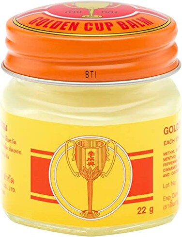 Golden Cup Balm Yellow Herbal Thai Ointment 22g Pack of 3