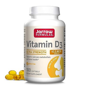Jarrow Formulas Vitamin D3 625 mcg 2500 IU 100 Servings Softgels Bone Health Immune Support Calcium Metabolism Support Vitamin D Supplement D3 Vitamins 2500 Vitamin D Gluten Free