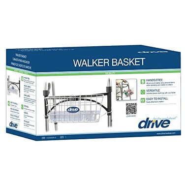 Drive Medical 10200B Walker Basket Basket for Folding Walker with Cup Holder White