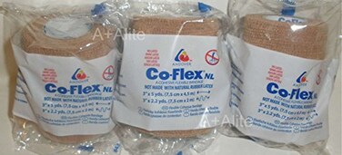 Coflex Andover COFlex NL 3x5Yds Tan Flesh 3Pack Cohesive Flexible Elastic Latex Free Bandage Compression Self Adherent Wrap Adults Children Animals Pets Cats Dogs Horses 5300TN