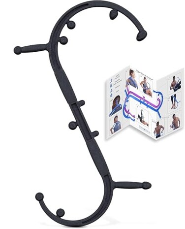 جهاز تدليك الرقبة Body Back Buddy Elite Black FSA المؤهل للتمويل، لتخفيف الألم، أداة علاجية للأنسجة العميقة للظهر، خطاف علاجي لنقاط الضغط العضلية، تحرير اللفافة العضلية، تخفيف الضغط على الكتف