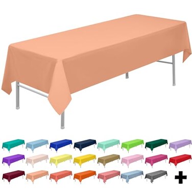 PARTY ULYJA Peach Tablecloths Plastic 3Pack Premium 54 Inches x 108 Inches Disposable Table Covers Decorative Table Cloths for Rectangle Tables