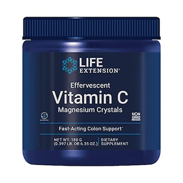 Life Extension Effervescent Vitamin C Magnesium Crystals immediate Relief from Occasional Constipation GlutenFree NonGMO Vegetarian Net Wt 180 Grams