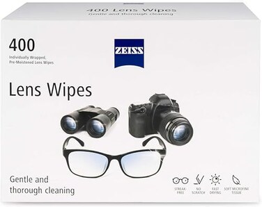 ZEISS PreMoistened Alcohol Wipes Glasses Cleaner 400 Count