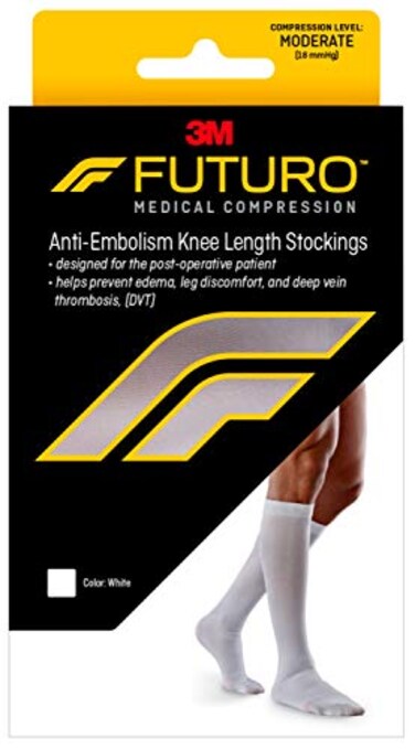 FUTURO AntiEmbolism Knee Length Stockings Large Regular White Moderate 18 mmHg