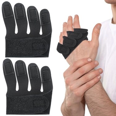 TrelaCo 2 Pcs Hand Ulnar Deviation Strap Right Drift Hand Splint Knuckle Splint MCP Knuckle Joint Finger Support Deviation Insert for Rheumatoid Arthritis Pain Tendonitis Sprains Strains LargeRight