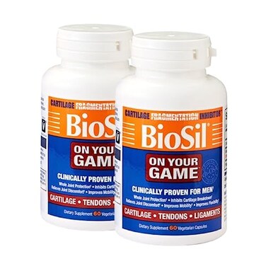 Biosil On Your Game 60 Veggie Capsules Pack of 2 with Patented chOSA Complex Increase Collagen Production for Joint Pain Relief Flexibility Range of Motion GMO Free 60Day Supply