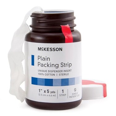 McKesson Packing Strip Sterile Plain 100 Cotton 1 in x 5 yds 1 Count