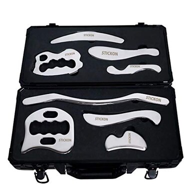 STICKON Stainless Steel Gua Sha Scraping Massage Tool Set IASTM Tools Great Soft Tissue Mobilization Tool 8 Set STICKON10