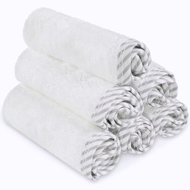 San Francisco Baby Bamboo Rayon Washcloths for Newborn Soft Absorbent 6Piece White