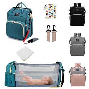 ANWTOTU Baby Diaper Bags with Changing StationWaterproof Diaper Bag Backpack for Moms Dads with USB Charging PortLarge Capacity Multifunctional Baby EssentialsGreen