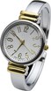FTW 2Tone Metal Band Slim Case Womens Bangle Cuff Watch