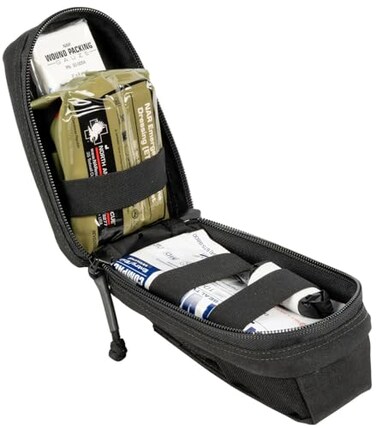 North American Rescue ROO Mini First Aid Kit MFAK LCL Black NAR MOLLE First Responders MFAK Trauma with CAT Tourniquet 4 ETD Dressing HyFin Vent Chest Seals 801703
