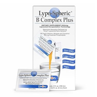 LivOn Laboratories LypoSpheric B Complex Plus 30 Packets 195 mg B Vitamins Minerals Cinnamon Per Packet Liposome Encapsulated for Improved Absorption 100 NonGMO