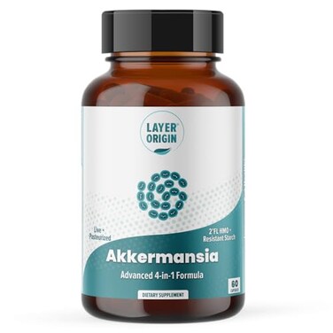 Layer Origin Akkermansia muciniphila Probiotic Live Pasteurized 2in1 with PureHMO Prebiotic Validated Strain 60 Capsules