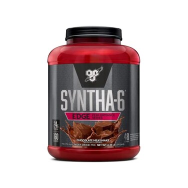 مسحوق بروتين BSN SYNTHA6 Edge بنكهة الشوكولاتة مع بروتين مصل اللبن المتحلل (كازين ميسيلار) لزيادة الكتلة العضلية، قليل السكر، 24 غرام بروتين، بنكهة ميلك شيك الشوكولاتة، 48 حصة، 423 رطل، عبوة واحدة
