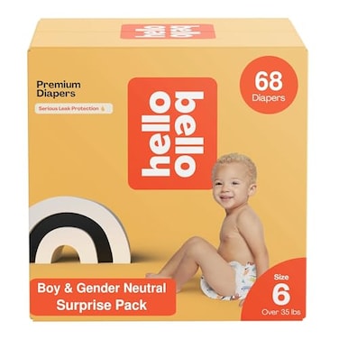 Hello Bello Premium Baby Diapers Size 6 I 68 Count of Disposable ExtraAbsorbent Hypoallergenic and EcoFriendly Baby Diapers with Snug and Comfort Fit I Surprise Boy Patterns