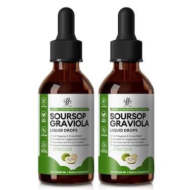 iMATCHME 2 Pack Soursop Graviola Liquid Drop for Cell Support Regeneration Immune System and Gut Health Support Pure Soursop Bitters Liquid High Absorption SugarGluten Free Natural Flavor