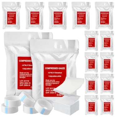 Threlaco 6 Pcs ZFolded Compressed Sterile Gauze 45 x 41 Yards Combat Gauze Trauma Pad 6ply 100 Cotton for Emergency Wound Dressing First Aid Ifak Supplies Trauma Kit