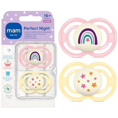 MAM Perfect Baby Premium Pacifier 16 Months Extra Thin Nipple 2 Pack