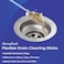 SAGEFINDS Flexible Drain Cleaning Sticks Quickly Removes Clogs Effective in Sinks Tubs Showers Easily Pulls Out Hair and Filth Long 195 Handle Disposable 12 Pack