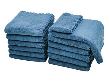 Kyapoo Baby Washcloths 12 Pack 12x12 Inches Microfiber Coral Fleece Extra Absorbent and Soft for Newborns Infants and ToddlersNavy Blue