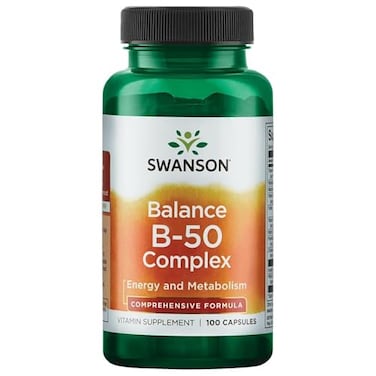 Swanson Balance B50 HighPotency B Vitamin Complex for Busy Adults Seeking Immune Heart and Nervous System Support 100 Capsules