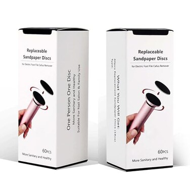 I&Acirc;&middot;B&Acirc;&middot;N G 120pcs Foot File Sandpaper Discs Refill for Electric Callus Remover Dead Skin Removal 60pcs Rough 80 Grit 60pcs Smooth 180 Grit